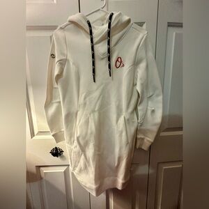 NEW! Baltimore Orioles White Hooded Sweatshirt Dress with Pockets - women’s XS